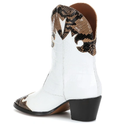Shop Paris Texas Embossed Leather Ankle Boots In White