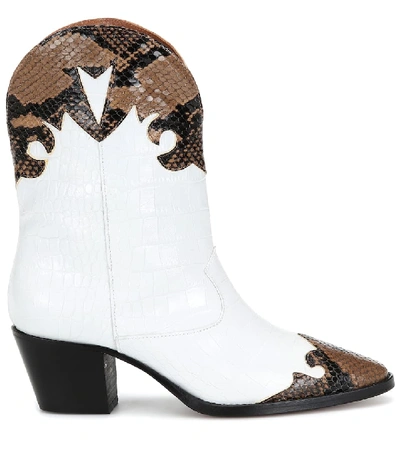 Shop Paris Texas Embossed Leather Ankle Boots In White