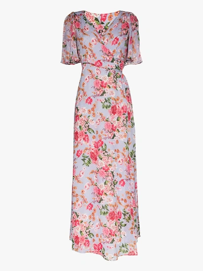 Shop Bytimo Floral Wrap Dress In Blue
