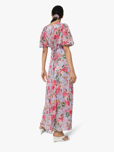 Shop Bytimo Floral Wrap Dress In Blue