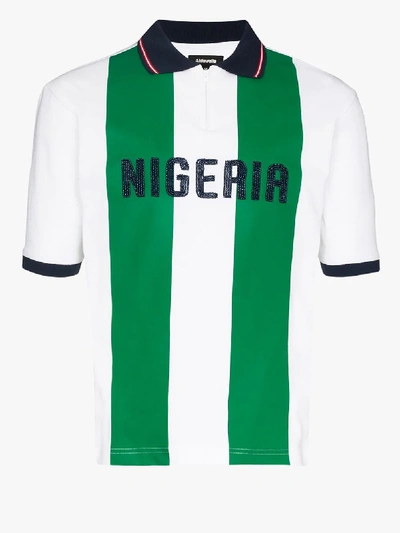 Shop Ahluwalia Studio Nigeria Beaded Football Shirt In White