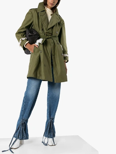 Shop Rentrayage Weekend In Sandringham Cotton Trench Coat In Green