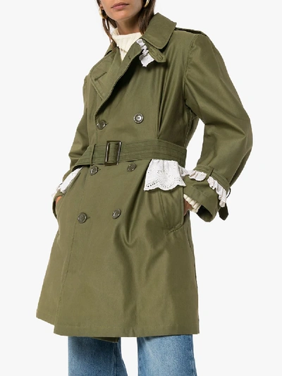 Shop Rentrayage Weekend In Sandringham Cotton Trench Coat In Green