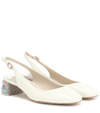 Shop Sophia Webster Alice Patent Leather Slingback Pumps In White