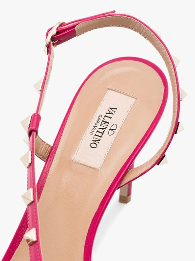 Shop Valentino Pink 85 Rockstud Slingback Sandals