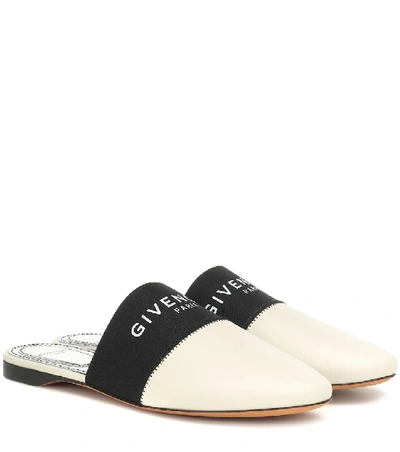 Shop Givenchy Bedford Leather Slippers In Beige