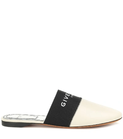 Shop Givenchy Bedford Leather Slippers In Beige