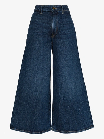 Shop Khaite Darcy Wide Leg Jeans In Blue