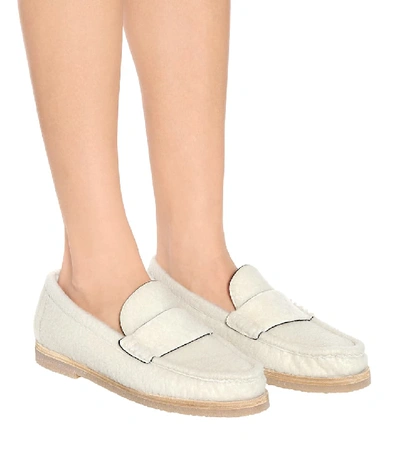 Shop Stuart Weitzman Bromley Shearling Loafers In White