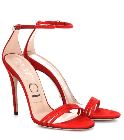 Shop Gucci Suede Sandals In Red