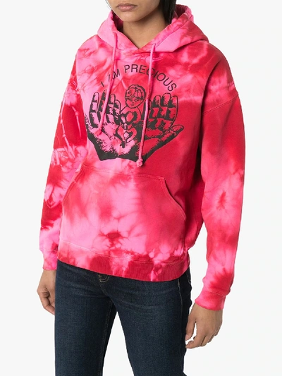 Shop Ashley Williams Tie-dye Slogan Hoodie In Pink