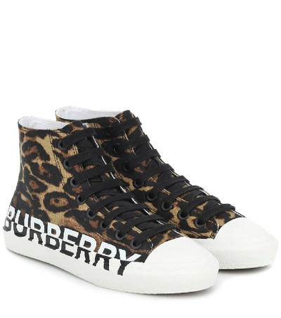 Shop Burberry Larkhall Logo High-top Sneakers In Brown