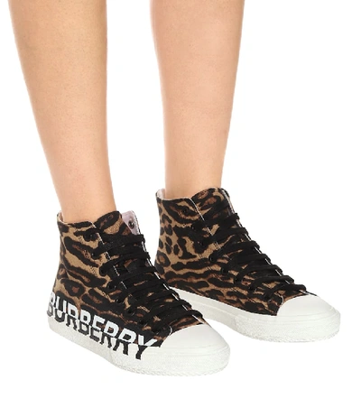 Shop Burberry Larkhall Logo High-top Sneakers In Brown