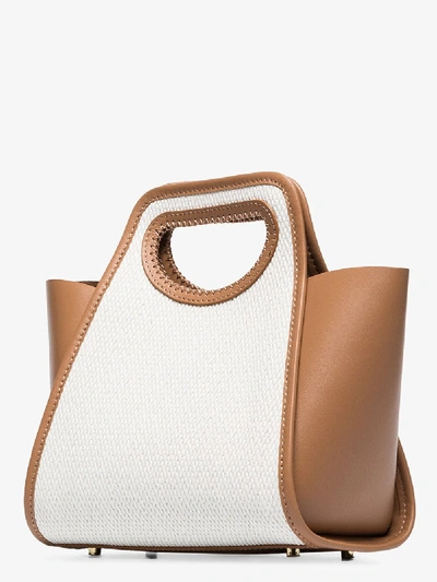 Shop Elleme White Cupidion Small Raffia And Leather Tote Bag In Brown