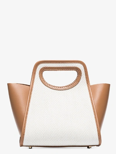 Shop Elleme White Cupidion Small Raffia And Leather Tote Bag In Brown