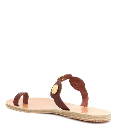 Shop Ancient Greek Sandals Evelina Coin Leather Sandals In Brown