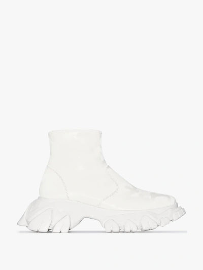 Shop Angel Chen White Camouflage Chunky Leather Ankle Boots
