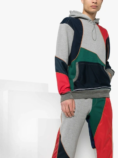 Shop Ahluwalia Studio Contrast Panel Hoodie In Grey