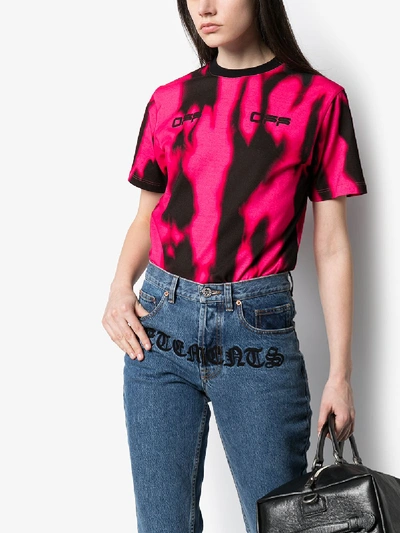 Shop Off-white Tie-dye Cotton T-shirt In Pink