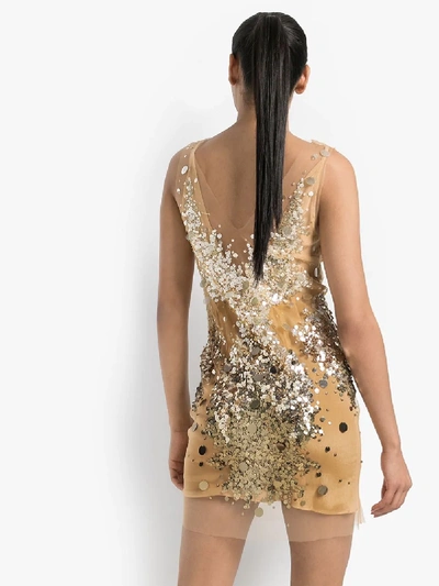 Shop Faith Connexion Womens Neutrals Sequin Embellished Mesh Mini Dress