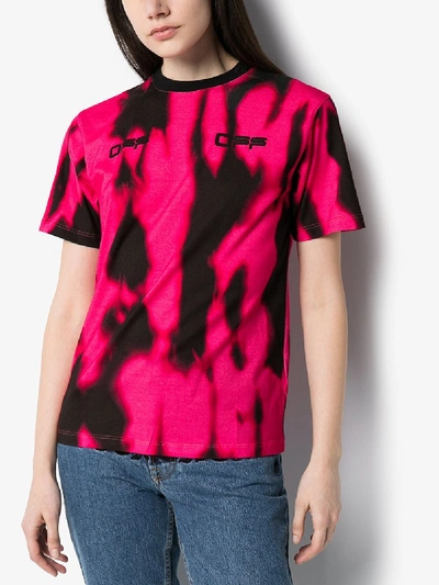 Shop Off-white Tie-dye Cotton T-shirt In Pink