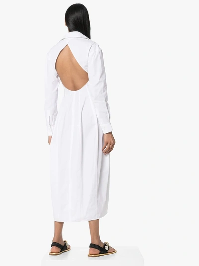 Shop Jacquemus Valensole Cutout Tailored Cotton Shirt Dress In White