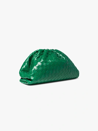 Shop Bottega Veneta Green The Pouch Leather Clutch Bag