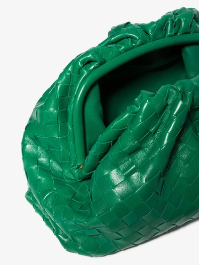 Shop Bottega Veneta Green The Pouch Leather Clutch Bag