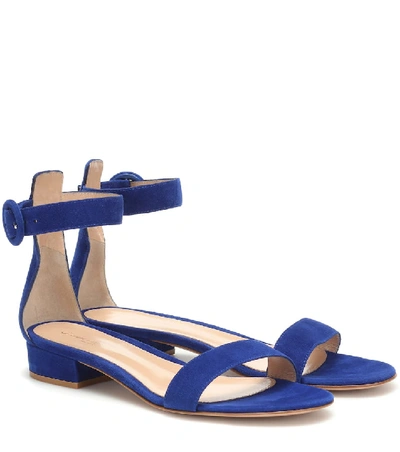 Shop Gianvito Rossi Portofino 20 Suede Sandals In Blue