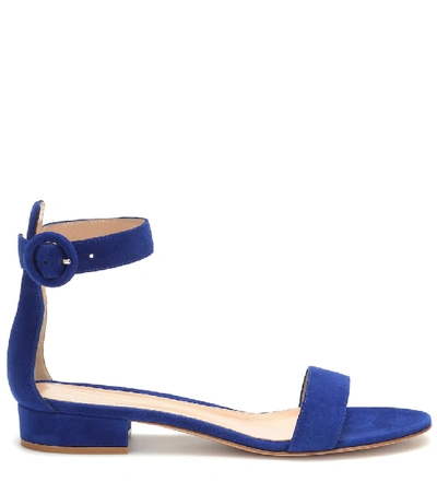 Shop Gianvito Rossi Portofino 20 Suede Sandals In Blue