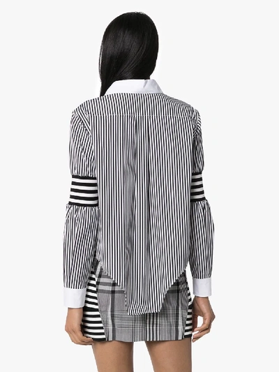 Shop Burberry Cutout Striped Asymmetric Shirt In Black