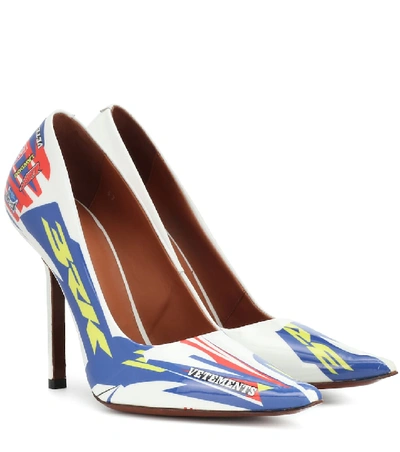 Shop Vetements Printed Patent Leather Pumps In White