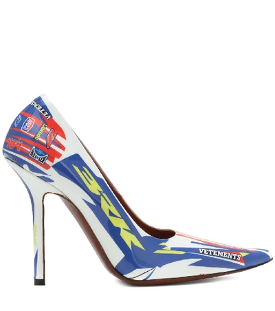Shop Vetements Printed Patent Leather Pumps In White