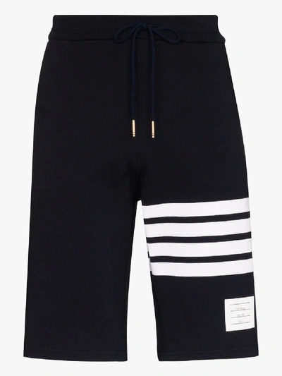 Shop Thom Browne 4-bar Cotton Track Shorts In Blue