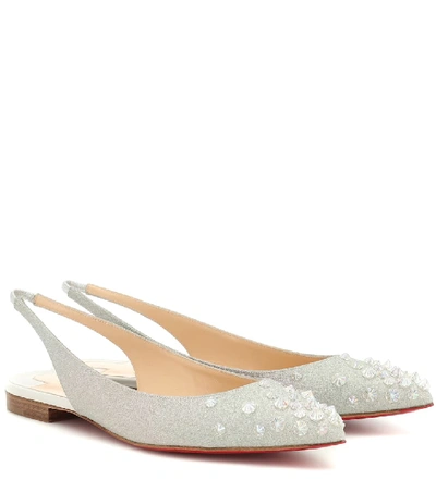 Shop Christian Louboutin Drama Sling Suede Ballet Flats In Grey