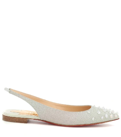 Shop Christian Louboutin Drama Sling Suede Ballet Flats In Grey
