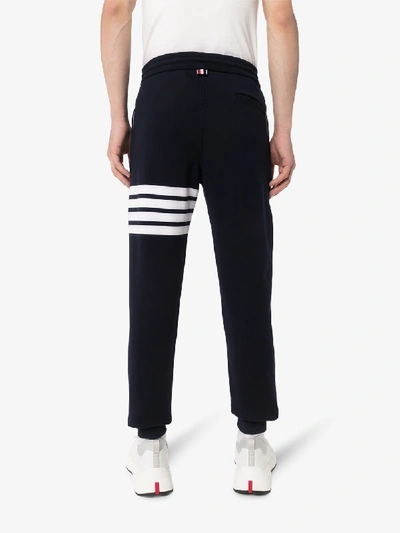 Shop Thom Browne Classic 4 Stripe Cotton Sweatpants In Blue