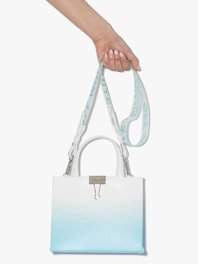 Shop Off-white Blue Dégradé Leather Mini Box Bag