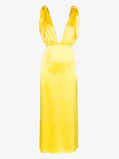 Shop Bernadette John Silk V-neck Gown In Yellow