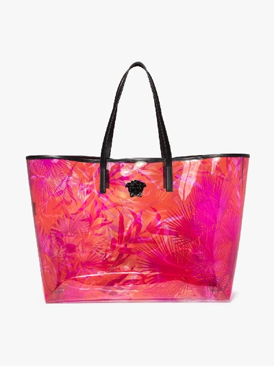 Shop Versace Womens Pink Jungle Print Pvc Tote Bag