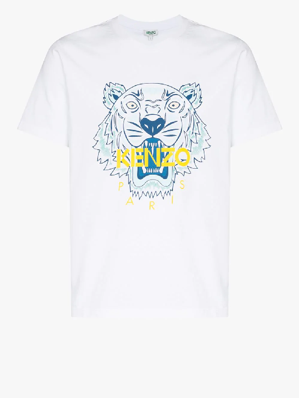 Kenzo Icon White Tiger Print Cotton T Shirt Modesens