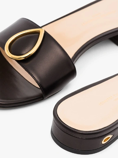 Shop Jennifer Chamandi Black Andrea Flat Leather Sandals