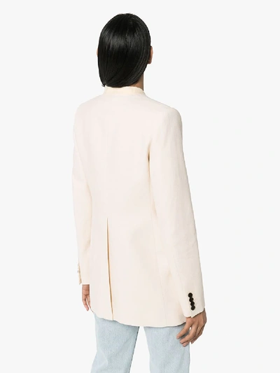 Shop Givenchy Collarless Double-breasted Blazer In Neutrals