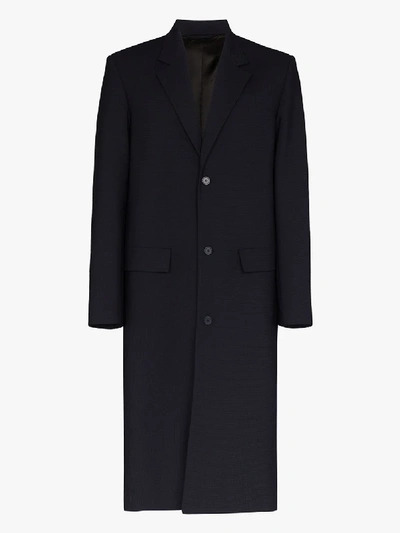 Shop Balenciaga Single-breasted Long Coat In Blue