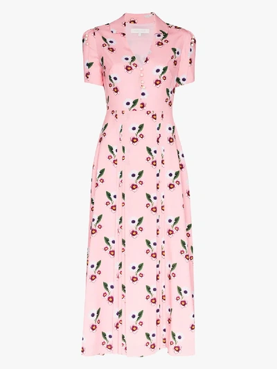 Shop Borgo De Nor Adelaide Floral Print Midi Dress In Pink