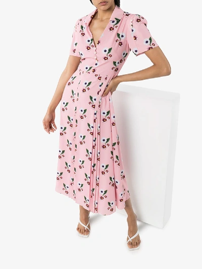 Shop Borgo De Nor Adelaide Floral Print Midi Dress In Pink