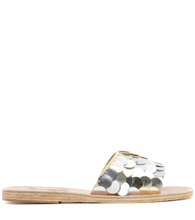 Shop Ancient Greek Sandals Taygete Sequin Slides In Metallic