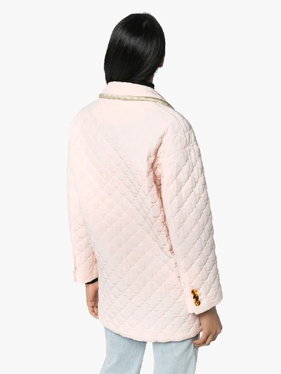 Shop Fendi Quilted Double-breasted Coat In Pink