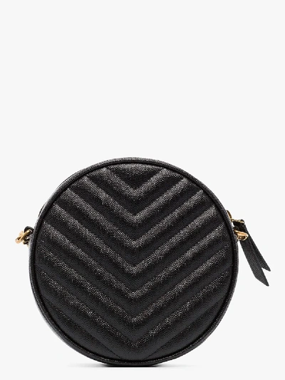 Shop Saint Laurent Black Vinyle Round Leather Cross Body Bag