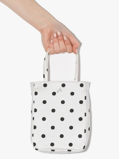 Shop Ashley Williams White Kate Polka Dot Silk Tote Bag